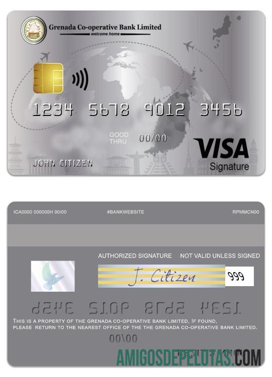 Crédito comercial com assinatura de visto limitado do Grenada Co Operative Bank exemplo real